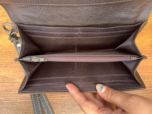 Gran oferta, cartera tallada a mano, Cartera de cuero genuino Occidental para el pelo en la cartera de piel de vaca, carteras de pulsera de cuero multiusos - Product Image 6