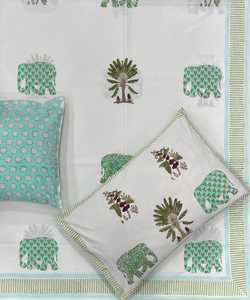 Cotton Block Printed Indian Floral Bedspread Jaipuri Print Bed <b>Sheet</b> <b>King</b> <b>Size</b> Hand Block Print Bedsheet Bulk Order Supplier - Product Image 1