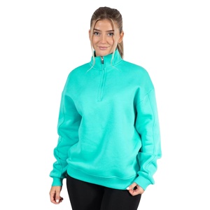 Sudadera Corta con Cierre y Cuello Alto para Mujer, Hombros Caídos, Cuello Alto, Sudadera Corta de Invierno, Color Sólido, Personalizada, Deportiva - Product Image 1