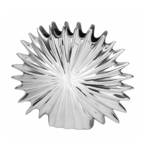 Vase en aluminium métallique, style côtier glamour, motif coquillage festonné, pour salon et bureau, vase décoratif pour fleurs, accessoires de décoration intérieure - Product Image 4