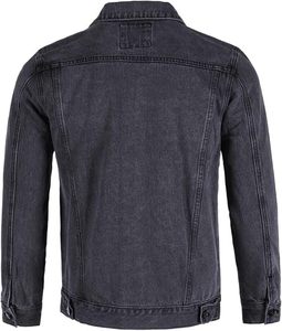 Chaqueta de Mezclilla Negra para Hombre, Estilo Casual, Cierre de Botones, Color Sólido, Corte Regular, Lavado a la Piedra, Otoñal, Lavable, 100% Algodón - Product Image 6