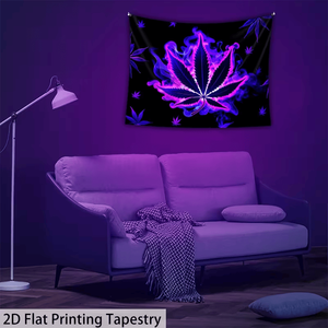 Tapestry 2D con Foglie Viola Fluorescenti che si Illuminano alla Luce UV, Stampa di Grande Formato, 1 Pezzo QD_VIVIOS - Product Image 1