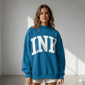 Sweat-shirt surdimensionné personnalisé pour femme, col montant, polyester/coton, automne/hiver, logo personnalisé sur le devant, molleton épais, confortable et ample - Product Image 1