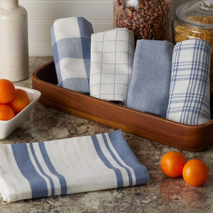Serviettes de cuisine en coton texturé rayé, antimicrobiennes, de style unique et luxueux, à séchage rapide, compressées, vente en gros - Product Image 1
