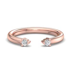 Anillo abierto de oro rosa de lujo con diamantes de corte brillante en forma de pera y redondos, minimalista, ajustable, apilable, joyería de moda para mujer. - Product Image 4