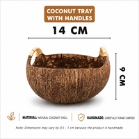 Bol en coquille de noix de coco vintage fait main avec poignées, bol à fruits en bois naturel, résistant à la chaleur, écologique pour un usage domestique