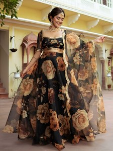 Floral Print Lehenga Choli Dupatta Set Women Ethnic <b>Dress</b> Wedding Party Outfit - Product Image 2