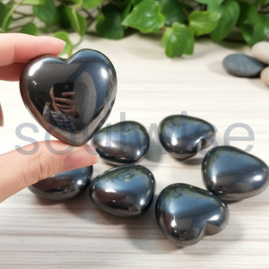 Piedra Preciosa de Hematita en Forma de Corazón para Alivio del Estrés y Protección, Cristal Natural Pulido para Decoración de Escritorio, Meditación y Sanación - Product Image 5