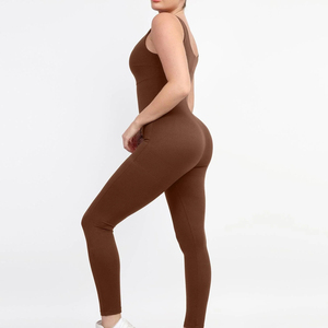Private label Activewear Women One Piece Fitness Jumpsuit Square Neck Sleeveless Training Wear <b>Compression</b> Tank Bodycon Slim - Product Image 3
