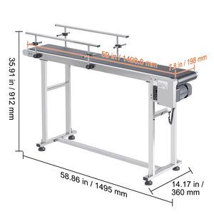 Nastro Trasportatore Motorizzato in Acciaio Inossidabile Resistente 59 x 7,8 Pollici, Tavolo Trasportatore da 7,8 Pollici per Applicazioni di Codifica a Getto d'Inchiostro - Product Image 6