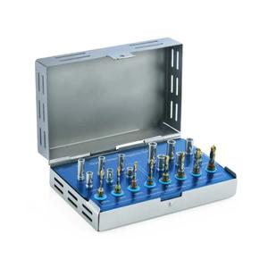 Kit de brocas manuales de acero inoxidable quirúrgico para implantes dentales con irrigación interna guiada y tope - Product Image 1