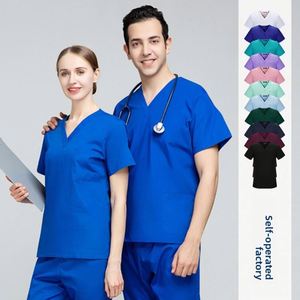 Uniforme Quirúrgico Transpirable de Verano Unisex, Traje de Trabajo para Dentistas y Doctores, Uniforme de Enfermera, Conjunto de Dos Piezas, Poliéster y Algodón - Product Image 1