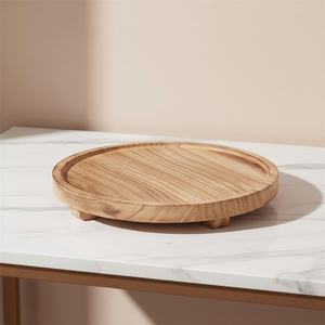Wooden Oval <b>Storage</b> Tray Varnished Minimalist Design Single Tier Standing Type For <b>Table</b> Use Food Serving Tray - Product Image 3