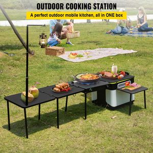 Cucina Mobile da Esterno Integrata Tutto-in-Uno, Box da Campeggio Multifunzionale in Acciaio con Fornello Antivento per Escursionismo - Product Image 2