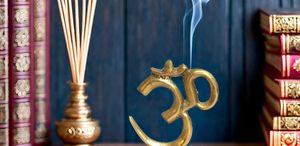 PARIJAT HANDICRAFT Brass Gold Statue Om Idol Hindu Religious Symbol Handmade Eco-Friendly Home Decor Tabletop <b>Mandir</b> Pooja Murti - Product Image 4