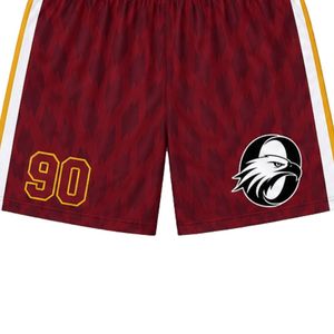 Shorts de lacrosse unisexe bordeaux et or en polyester léger, respirant, séchage rapide, pour l'été, vêtements de sport d'équipe, entraînement - Product Image 6