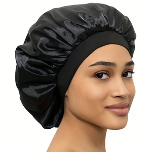 1 pièce Bonnet de nuit en satin double couche minimaliste personnalisable, polyvalent unisexe décontracté pour hommes/femmes, ajustement universel - Product Image 1