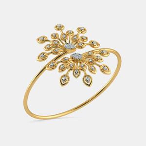 กำไลข้อมือรอยัลพีค็อกบลูมสีทองประดับเพชรทรงลูกแพร์และเพชรทรงกลมที่เพาะเลี้ยงในห้องปฏิบัติการ - Product Image 1