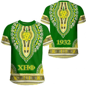 T-shirt à manches courtes vert pour homme Chi Eta Phi avec motif géométrique, coupe classique, col rond, design imprimé - Product Image 6