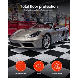 Set di 16 Piastrelle Modulari Incastrabili per Pavimenti di Garage 20,2 X 20,2 X 0,2 cm, Antiscivolo in Plastica con Superficie Diamantata - Product Image 2