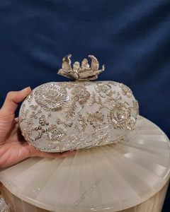 Wholesale Luxury Handmade Embroidered Minaudiere Clutch Floral Evening Bag Bridal <b>Wedding</b> Party <b>Box</b> Purse OEM ODM - Product Image 1