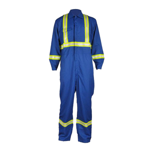 Combinaison de sécurité professionnelle 100% coton bleu marine avec logo personnalisé - Product Image 3