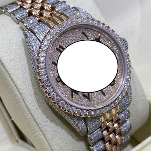 Montre de luxe pour homme en acier inoxydable avec moissanite, pavée de diamants, ton argent, fermoir déployant, bracelet de haute qualité et tendance - Product Image 3