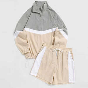 Ensemble de survêtement sportif personnalisé en polyester/coton à séchage rapide pour homme, veste coupe-vent et short, collection été 2025 - Product Image 4