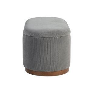 Panca contenitore sollevabile in tessuto di velluto a coste grigio con seduta imbottita in schiuma per arredamento soggiorno - Product Image 4