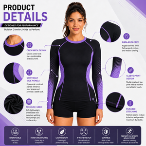 Rashguard de Manga Larga para Mujer, Material Personalizado de Alta Calidad OEM, Ropa Deportiva Acuática, Compresión, a la Moda - Product Image 3