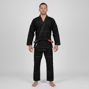 Alta calidad brasileño Jiu Jitsu Gi negro Kimono logotipo frontal artes marciales equipo de entrenamiento uniforme costura de contraste para Karate - Product Image 1