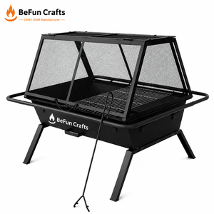 Brasero de Leña para Exteriores de Acero con Pantalla Antichispas, Parrilla de Cocina, Palo para Leña, para Jardín y Camping, Fabricante OEM ODM - Product Image 1