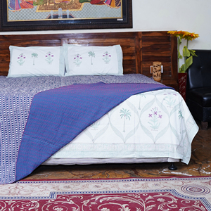 Colcha Kantha Orgánica Hecha a Mano, Reversible, Bordada, con Patrón de Diamantes, 100% Algodón, Lavable, para Uso en Casa, Hotel o Playa - Product Image 4