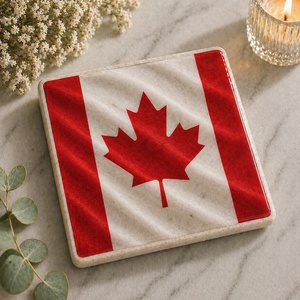 Hot selling France flag <b>marble</b> coaster premium <b>square</b> stone <b>table</b> decor gift item modern stylish export quality design new looks - Product Image 3