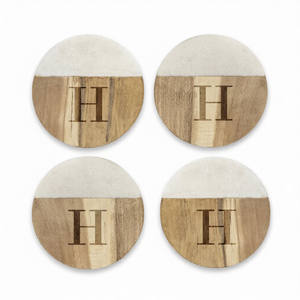 Posavasos de Té de Mármol y Madera, Juego de 4 Hechos a Mano para Cocina y Mesa de Comedor, Posavasos para Tazas de Café - Product Image 1