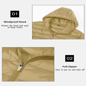 Blousons d'hiver matelassés légers et fins pour hommes, avec fermeture éclair et protège-menton, vente en gros - Product Image 4
