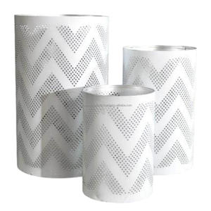 Juego de 2 candelabros votivos de hierro redondos con revestimiento de polvo blanco interior dorado y exterior terminado para decoración de iluminación - Product Image 5