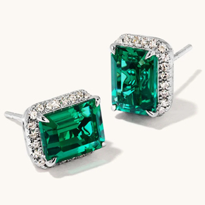 Emerald Cut <b>Stud</b> <b>Earrings</b> 925 <b>Silver</b> Classic Geometric Women's Jewelry - Product Image 2