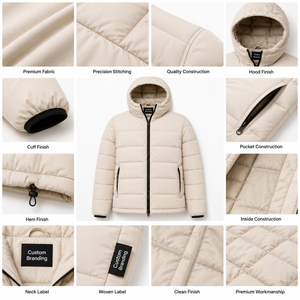 Veste matelassée à capuche pour homme et femme, veste d'hiver isolée, veste matelassée OEM ODM, étiquette privée, vente en gros de vêtements d'extérieur - Product Image 5