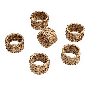 Anneaux de serviette décoratifs en osier faits à la main, accessoires rustiques pour la mise en table de mariage, réception, dîner, cuisine, salle à manger - Product Image 1