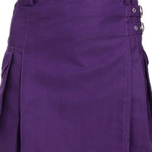 Falda Kilt Escocesa Morada para Mujer, Estilo Utilitario, Mezcla Highland, Venta al por Mayor, OEM, ODM - Product Image 4
