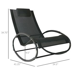 Sedia a dondolo da esterno con cuscino poggiatesta e tessuto traspirante - Per patio, terrazza, bordo piscina - Product Image 3