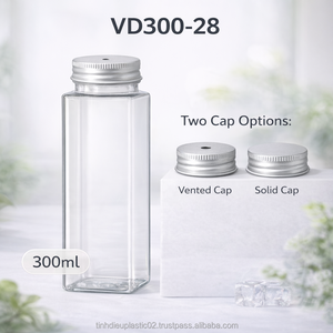 ขวดพลาสติกเกรดอาหารทรงเหลี่ยม PET ขนาด 300 มล. สำหรับน้ำผลไม้ ชา กาแฟ คอขวดขนาด 55 มม. ฝาเกลียว ส่งออกไปยังเอเชียและอเมริกา - Product Image 4