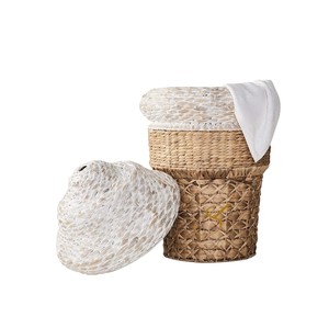 Boho Ice Cream Water Hyacinth Toy <b>Basket</b> Woven Decorative Storage <b>Hamper</b> with Lid Kids Playroom Organizer - Product Image 2