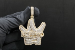 Collier Pendentif Personnalisé Hip Hop Bling en Acier Inoxydable avec Moissanite, Breloque en Forme d'Animal Argentée, Finition Polie, Fermoir à Boucle - Product Image 2