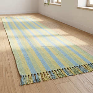 Tapis de cuisine marocain vert en coton tissé plat 120 × 180 cm pour entrée, buanderie et salle de service - Product Image 2