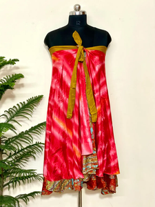 Handmade Reversible Recycled <b>Silk</b> Wrap <b>Skirt</b> with Floral Pattern and Belt Vintage Indian Saree Boho Maxi Dress - Product Image 4