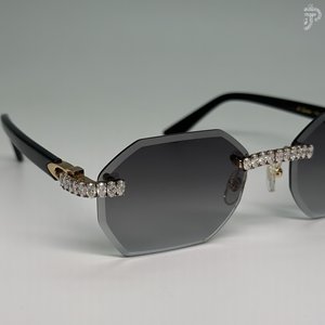 Lentes Ovaladas con Baño de Rodio, Diamantes Moissanite VVS, Gafas de Sol Blancas de Lujo con Cristales Transparentes, Diseño Hip Hop - Product Image 4