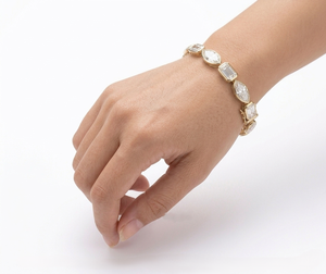 Bracelet tennis vintage Lurba Jewels en or jaune 14 carats massif avec moissanite marquise multi-formes 15 carats et sertissage clos – Cadeau de mariage - Product Image 3