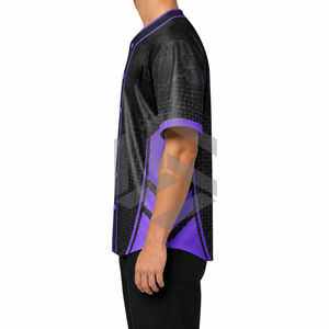 Custom Sublimated Men's <b>Baseball</b> Jersey Button-Up Short Sleeve Moisture-Wicking Breathable Plus Size Geometric Print Black - Product Image 6